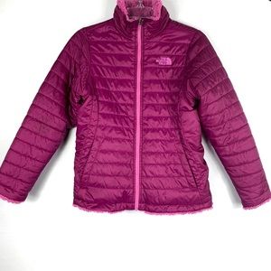 TNF GIRLS' REVERSIBLE MOSSBUD SWIRL JACKET